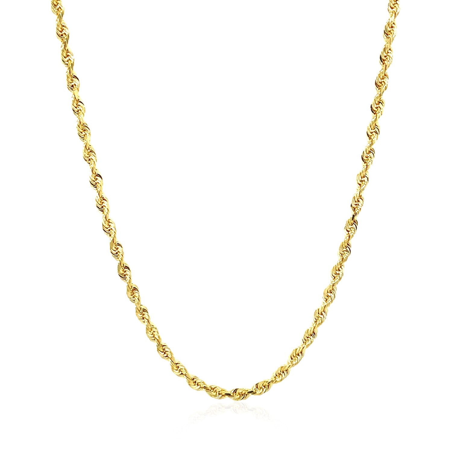 14k Yellow Gold Solid Diamond Cut Rope Chain (2.50 mm) in a sleek high-contrast midnight luxury editorial style